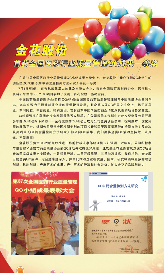 三亿股份首获全国医药行业质量管理QC成果一等奖